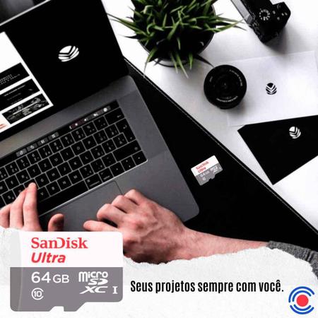 Imagem de Cartão de Memória Micro SD 64GB SanDisk UHS-I para Câmeras CFTV e Smartphones