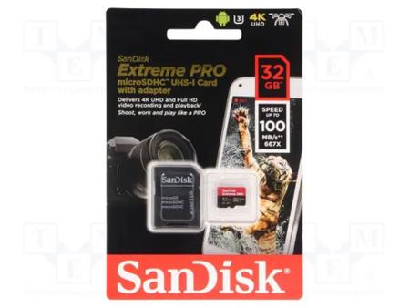 Imagem de Cartão de Memória Micro SD Sandisk Extreme 100 MB/s U3 V30 4K 32 GB