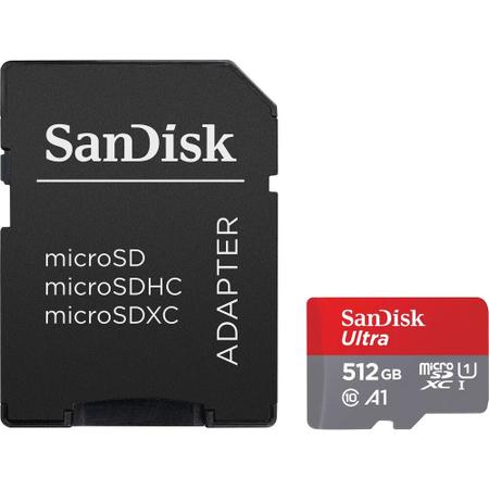 Imagem de Cartão de Memória Micro SD Sandisk Ultra 150 MB/s C10 U1 512 GB com Adaptador (SDSQUAC-512G-GN6MA)