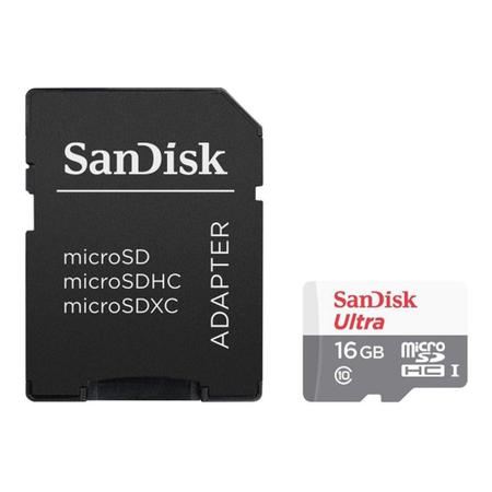 Imagem de Cartão de Memória Micro SD Sandisk Ultra 80 MB/s C10 com Adaptador 16 GB