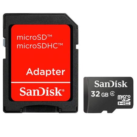 Imagem de Cartão de Memória Micro SDHC 32GB SanDisk C4 Adaptador SD SDSDQM-032G-B35A