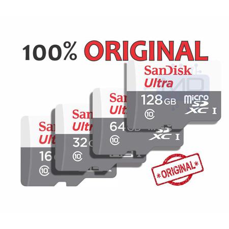 Imagem de Cartão de Memória Sandisk 100% original Ultra 16GB 32GB 64GB 128GB 100mb/s Classe 10 Micro sd para smartphones notebooks