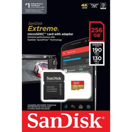 Imagem de Cartão de Memória SanDisk Micro SDXC Extreme 256GB 190 MB/s