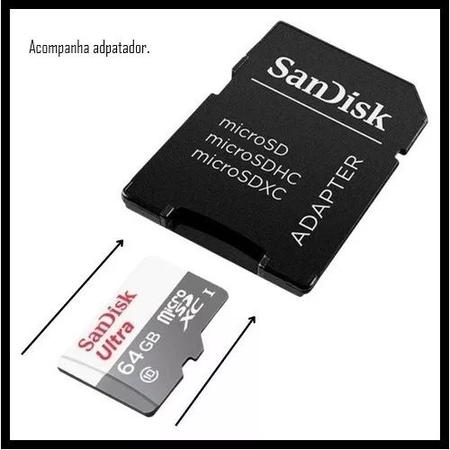 Imagem de Cartão Memória SanDisk Micro Sd 64GB Utra Classe 10 100 Mb/s Camere WI FI Smartphone Celular Tablet