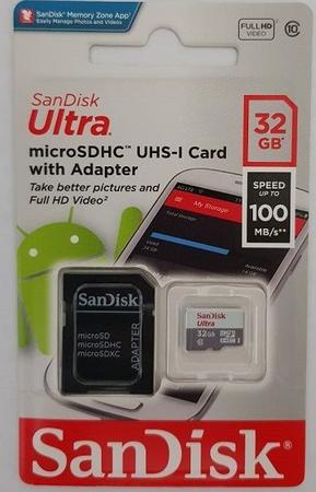 Imagem de Cartão Memória Sandisk Ultra 32gb 100mb/s Classe 10 com Adaptador