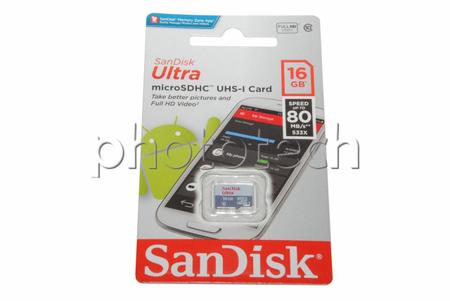 Imagem de CARTÃO MICRO SD SANDISK ULTRA 16GB CLASS 10 80 MB/s MICROSDHC UHS-I FULL HD ORIGINAL