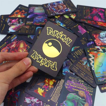 Cartas Pokemon, 110 cartas Pokemon: 55 douradas, 55 pretas, cartas Pokemon  PVC