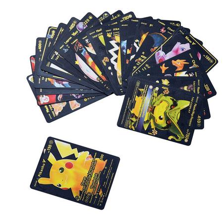 Versão 2022, 55 cartas Pokemon Pretas, em PVC, cartas Pok