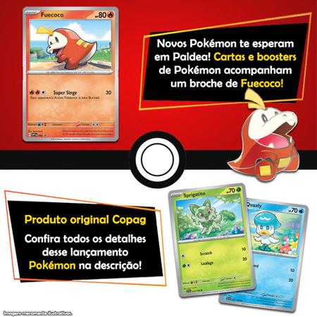 Box Pokémon Coleção Paldea Fuecoco com Broche e Carta Gigante Koraidon EX  Copag - Deck de Cartas - Magazine Luiza