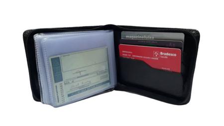 Imagem de Carteira de couro masculina ziper porta cartão documentos