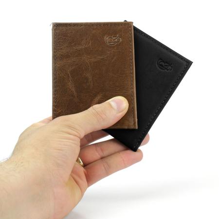 Imagem de Carteira masculina porta cartão em couro pequena e descreta