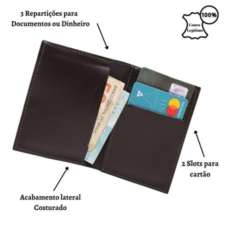 Imagem de Carteira Porta Cartão Masculina em Couro Porta Documentos Slim 