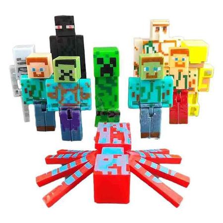 Cartela 10 Boneco Articulado Minecraft My Home + 2 Blocos - Smart Bracelet  - Bonecos - Magazine Luiza