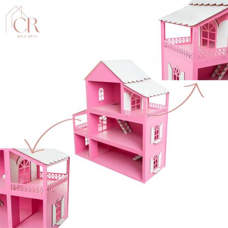 Imagem de Casa 80 Cm Rosa Casinha Da Barbie Com Móveis