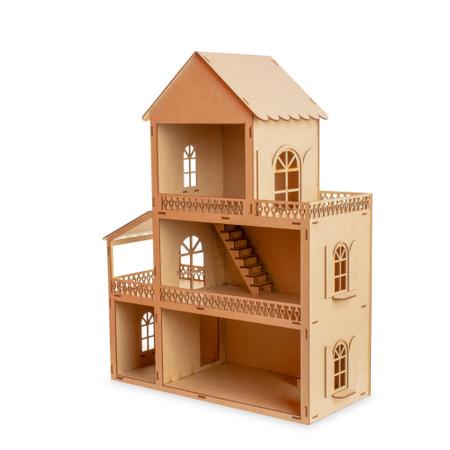 🏷️【Tudo Sobre】→ Casa Casinha para Boneca Barbie com 24 Mini Móveis em Mdf  Cru Csb1