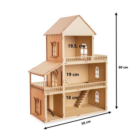 Casa Barbie Casinha De Bonecas Mdf Cru 80 Cm - Collore - Casinha