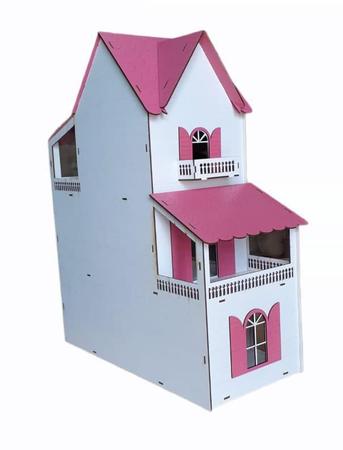 Kit Casinha Casa De Boneca + 30 Moveis Em Mdf Pintado