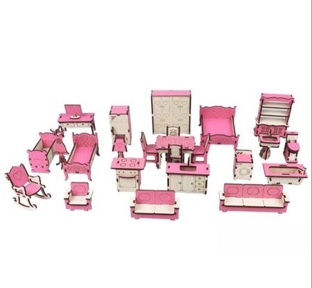 Casa Da Barbie Mdf Pintada E Montada Com +25 Kit Moveis