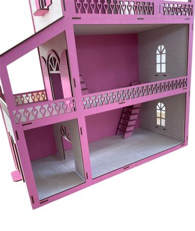 Casa casinha bonecas polly barbie madeira pintado e adesivado - Ri