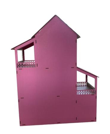 Casa casinha bonecas polly barbie madeira pintado e adesivado - Ri