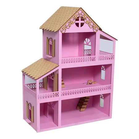 Casinha De Boneca Polly 53cm Mdf Adesivada + 38 Móveis - DL Laser - Casinha  de Boneca - Magazine Luiza