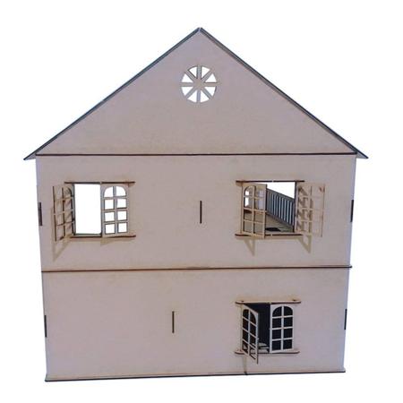 Casinha De Boneca Grande 60cm De Madeira + Kit Mini Moveis 36 pçs