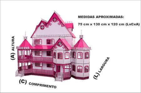 Casa Da Barbie Mansão Dos Sonhos Grande Com Móveis 1,20m