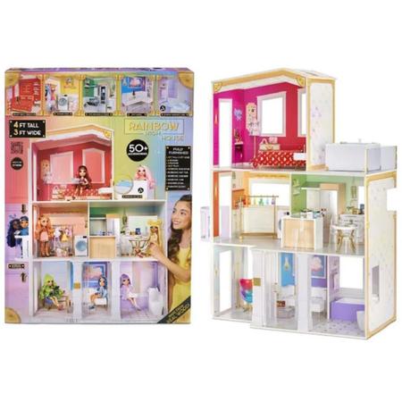 Casa de Boneca Rainbow High Doll House 3 Andares Em Madeira 574330 - mga