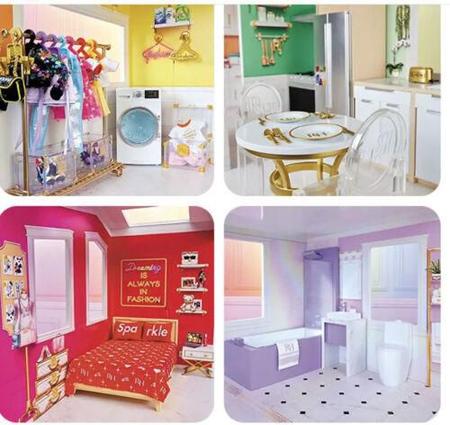 Casa de Boneca Rainbow High Doll House 3 Andares Em Madeira 574330 - mga