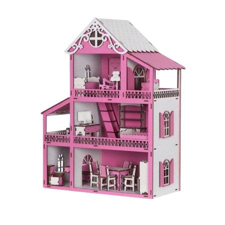 Casa Casinha Da Barbie Montada + Móveis Rosa - Colore - Casinha de