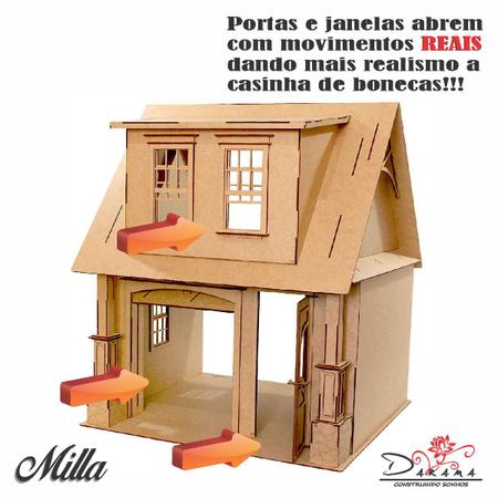 Casa bonecas escala Barbie com garagem Milla Sonhos DARAMA