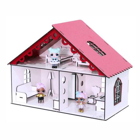 Imagem de Casa de bonecas para mini bonecas compatível com lol e polly modelo lily rubrum - darama