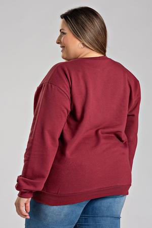 Imagem de Casaco Feminino Plus Size Moletom Peluciado Bolso Canguru Aplique Frente - Serena