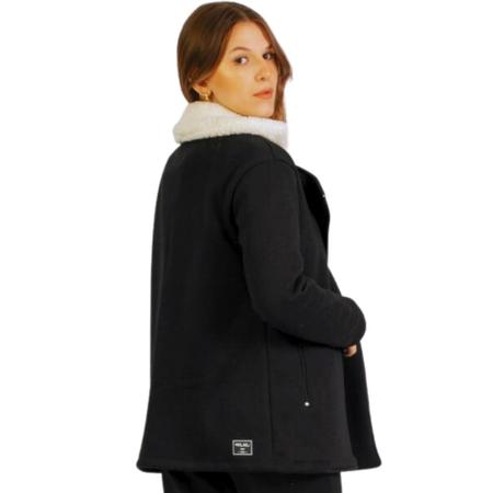 Casaco Feminino Riu Kiu Moletom Mariah Gola Pelúcia Removível Preto 10527 Imagem de Casaco Feminino Riu Kiu Moletom Mariah Gola Pelúcia Removível Preto 10527
