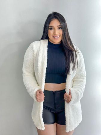 Casaco Feminino Teddy Sobretudo Com Capuz Moda Inverno - Vensmodas Imagem de Casaco Feminino Teddy Sobretudo Com Capuz Moda Inverno