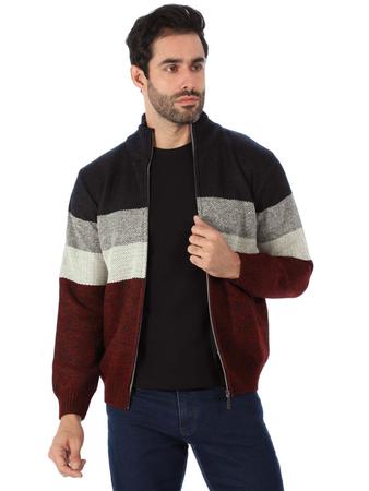 Casaco Masculino Tricot Anistia Aberto Forro Xadrez Vermelho