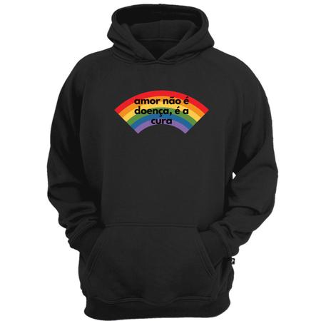 Casaco moletom arco iris amor n o doen a cura lgbt pride