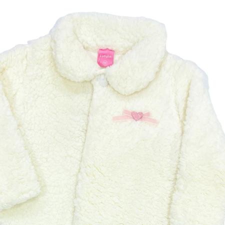 Casaco Infantil de Pelúcia Teddy Off White com Gola - - Amourele - Moda  Infantil