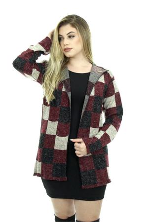 cardigan feminino xadrez