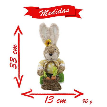 Imagem de Casal De Coelhos De Páscoa Decoração Enfeite Coelhinhos - 33cm