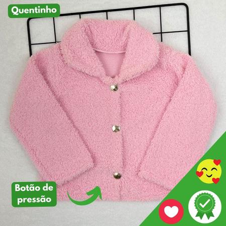 Imagem de Casaquinho Bebê Menina Manga Longa Casaco Roupa de Inverno Frio Pelo Polar Pelucia Teddy