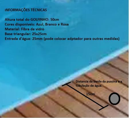 Imagem de Cascata para piscina Golfinho em fibra de vidro (disponíveis nas cores AZUL, BRANCO e ROSA)