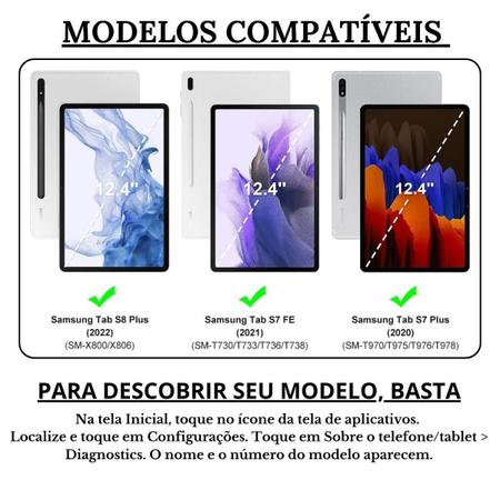 Imagem de Case Acrílico Slot Para Caneta Para Tablet S8+ 12.4 + Vidro