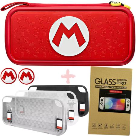 Case Estojo Nintendo Switch Oled Mario + Película Vidro