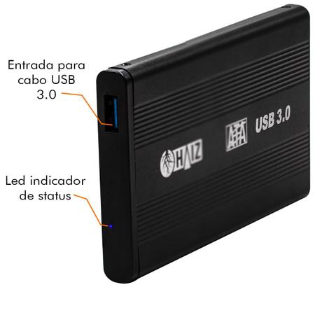 Imagem de Case Gaveta USB 3.0 HD Externo 2.5 SATA 3 6Gbps Notebook Console PC Computador Haiz HZ-392