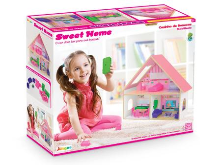 Imagem de Casinha De Boneca Mobiliada Sweet Home Brinquedo Menina Mdf