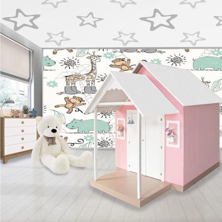 Imagem de Casinha de Brinquedo com Telhado Branco/Rosa - Criança Feliz