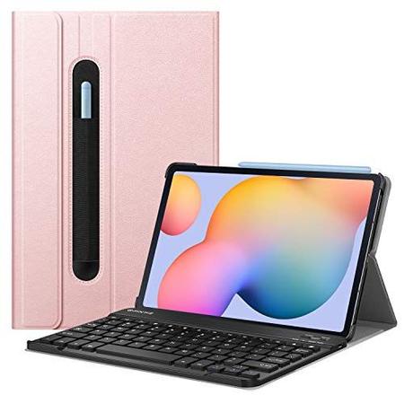 Imagem de Caso de teclado Fintie para Samsung Galaxy Tab S6 Lite 10.4'' 2020 Modelo SM-P610 (Wi-Fi) SM-P615 (LTE), Capa de suporte slim com suporte de caneta segura S Porta-caneta desapegível teclado Bluetooth destacável, Rose Gold