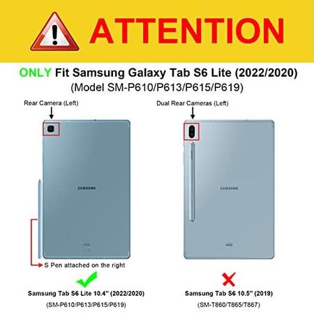 Imagem de Caso de teclado Fintie para Samsung Galaxy Tab S6 Lite 10.4'' 2020 Modelo SM-P610 (Wi-Fi) SM-P615 (LTE), Capa de suporte slim com suporte de caneta segura S Porta-caneta Teclado Bluetooth destacável, Tons de Azul
