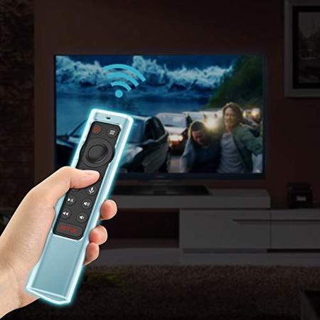 Imagem de Caso Fintie para NVIDIA Shield TV Pro/4K HDR Controle Remoto- CaseBot Light Weight (Anti Slip) Capa de silicone à prova de choque, brilho azul